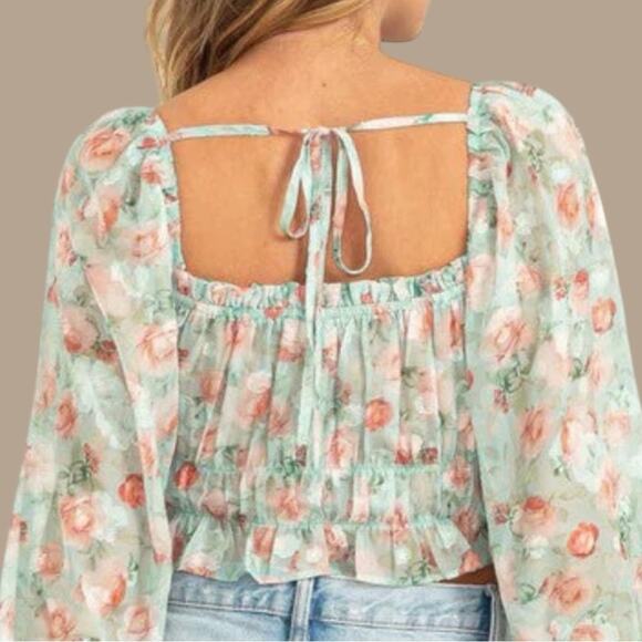 Babydoll MilkMaid Romantic Crop top Chiffon Floral Smock… - Picture 3 of 14